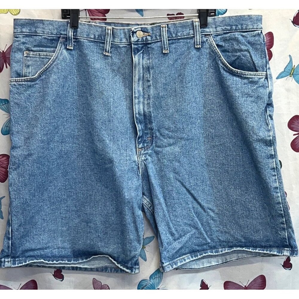 Vintage Wrangler Denim Jean Shorts Light Wash 5-Pocket Style For Men 46